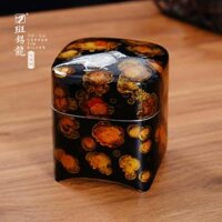 Điểm thiếc rồng sơn mài thiếc có thể Mingchunqu kho trà thiếc nguyên chất trà có thể nhỏ kim loại thủ công kín có thể đồ thiếc cũ hũ sứ đựng trà