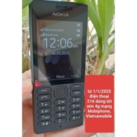 Điện thoại 216 nokia rm 1187, zin chỉ dùng được sim 4G mạng Mobiphone, Vietnamobile