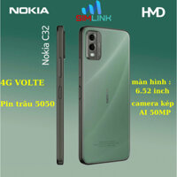 Điện thoại 4G Nokia C32 (4GB/128GB) - điện thoại smartphone giá rẻ - Pin trâu - cụm camera kép AI 50MP-Hàng chính Hãng