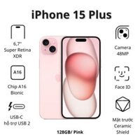 Điện thoại Apple iPhone 15 Plus (6GB/ 128Gb/ Pink)