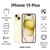 Điện thoại Apple iPhone 15 Plus (6GB/ 128Gb/ Yellow)