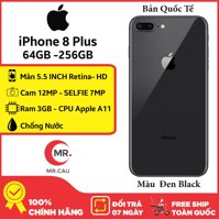 Điện thoại Apple iPhone 8 PLUS 64GB 256GB QUỐC TẾ 3GB RAM Hexa-core A11 Bionic Card Màn Hình 3 Nhân Màn Hình FULL HD Retina 5.5 inches 2 Camera Sau 12MP Selfie Cam 7MP Cao Cấp