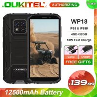 Điện thoại chống nước OUKITEL WP18 IP68/69K 4GB+32GB, màn hình TFT HD+ 5.93'', Android 11 Quad Core, sạc nhanh 18W