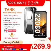 Điện thoại chống nước Unihertz Tank 8849 15GB 256GB 22000mAh 108MP Night Vision G99 - Điện thoại di động chống sống động cho nhu cầu ngoài trời