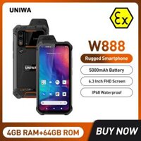 Điện thoại di động chống nổ ATEX IP68 UNIWA W888 4GB 64GB Android 11 6.3 Inch NFC Walkie Talkie 4G Hỗ trợ cho điện thoại di động