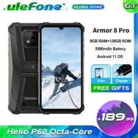 Điện thoại di động chống nước Ulefone Armor 8 Pro Android 11, RAM 8GB, Bộ nhớ trong 128GB, NFC IP68 Smartphone 6.1\