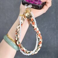 Điện Thoại Di Động Dây Phong Cách Mới Cao Cấp Ngọc Trai Vòng Tay Ngắn Thời Trang Influencer Khăn Lụa Dây Đeo Nữ Ngoài Trời Vỏ Túi Đa Năng