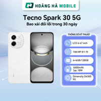 Điện thoại di động Tecno Spark 30 5G (6+6GB/128GB) - Chính hãng (Nguyên Seal Chưa Active)