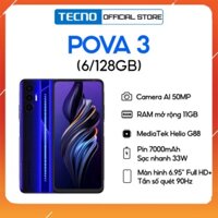 Điện thoại Gaming Tecno POVA 3 (6+5GB)/128GB - Helio G88 | 7000 mAh | Sạc nhanh 33W -  giảm giá cuối năm