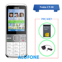 Điện thoại giá rẻ Nokia C5-00 - Màn hình 16 triệu màu 2.2 inch - Camera: 5MP - Thẻ nhớ ngoài hỗ trợ 32GB - Pin 1.050 mAH - Kết nối: GPRS Bluetooth/2G/3G - Bảo hành 12 tháng