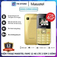 Điện Thoại Masstel Fami 12 4G LTE - 2 Sim- Pin 1400 mAh - Đọc số bằng giọng nói - Hàng Chính Hãng - Bảo Hành 12 Tháng -  BlackĐen