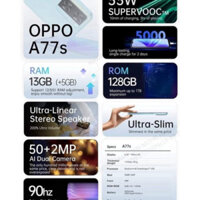điện thoại Oppo A77 5G 2sim ram 8+3G rom 256G máy Chính Hãng