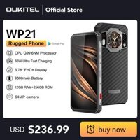 Điện thoại Oukitel WP21 siêu bền, pin 9800mAh, RAM 12GB, ROM 256GB, chip Helio G99, camera 64MP, sạc nhanh 66W, màn hình 120Hz, chức năng quay đêm