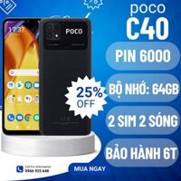 Điện thoại Poco C40 pin 6000MAh điện thoại chính hãng, điện thoại giá rẻ bảo hành 6 tháng