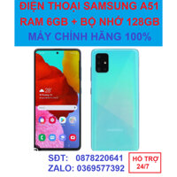 Điện thoại Samsung Galaxy A51 Chính Hãng 2sim ram 6/128G, màn 6.5", cấu hình Cao khủng, cày Game nặng siêu mượt - GGS 02