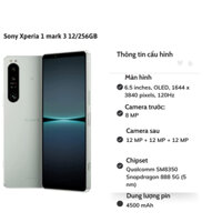 Điện thoại Sony Xperia 1 III (X1 Mark 3) bản Nhật 1 Sim Màn hình OLED 4K 120Hz - Snapdragon 888 Ram 12/256G