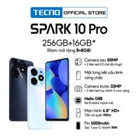 Điện thoại Tecno SPARK 10 Pro 8GB256GB - Helio G88 5000 mAh Sạc nhanh 18W Cảm ứng vân tay - Hàng chính hãng - trắng