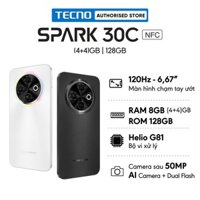 Điện thoại Tecno Spark 30C Giá tốt (4+4)GB/128GB - Helio G81 | 5000 mAh | Sạc nhanh 18W