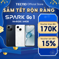Điện thoại Tecno Spark Go 1 (4+4)GB/64GB - Unisoc T615 | 5000mAh | Sạc nhanh 15W | Chính hãng