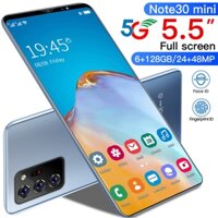 điện thoại thông minh hoàn toàn mới Note30 Mini 5G Phone 6+128GB Hai SIM di động Hệ thống Android sạc nhanh cod