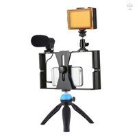 Điện thoại thông minh PULUZ PKT3023 Máy quay Video cầm tay + 96 đèn LED LED Studio + Micro Video + Bộ dụng cụ gắn chân máy Mini với đầu ba chân giày lạnh để chụp ngoài trời trực tiếp B