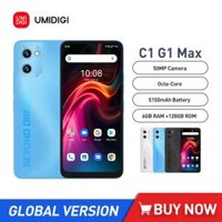 Điện thoại thông minh UMIDIGI C1/G1 Max 6GB+128GB, màn hình 6.52 inch, pin 5150mAh, camera 50MP, chip Unisoc T610 Octa-Core, 2 SIM.