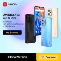 Điện thoại thông minh UMIDIGI A13 phiên bản toàn cầu có sẵn hàng - Unisoc T610, 4GB RAM, 128GB ROM, camera 20MP, màn hình 6.7