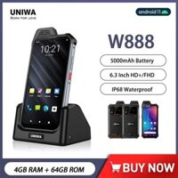 Điện thoại thông minh UNIWA W888 IP68 chống nước, 4G, máy bộ đàm 6.3 inch FHD/HD, 4GB + 64GB, pin 5000mAh, Andriod 11 NFC ATEX - Điện thoại di động chất lượng cao