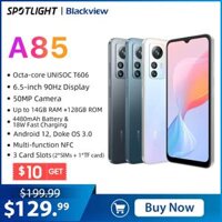 Điện thoại thông minh Blackview A85 Android 12 14GB 128GB 6.5'' màn hình 90Hz 50MP camera sau 4480mAh 18W sạc nhanh 3 khe thẻ NFC
