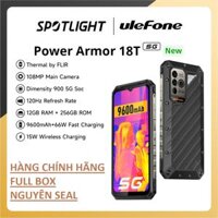 Điện thoại Ulefone Armor 18T (Ram 12Gb,Rom 256Gb,Camera 108MP,camera nhiệt FLIR,Pin 9600 mAh,mạng 5G,chống nước,chống va đập, CPU: MediaTek Dimensity 900 (MT6877)