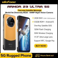 Điện thoại Ulefone Armor 23 Ultra 5G chống sốc, gửi tin nhắn vệ tinh, camera đêm 64MP, 120W, bộ nhớ 24+512GB 6.78
