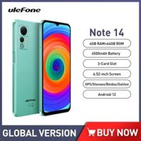 Điện thoại Ulefone Note 14 Android 12, màn hình 6.52 inch, bộ nhớ 64GB, camera sau 13MP, 4G, 3 khe cắm thẻ/Face Unlock/OTG, pin 4500mAh - Hàng