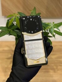Điện thoại Vertu Ironflip Lưng Da Cá Sấu viền bọc vàng gold 18k đính kim