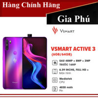 Điện Thoại Vsmart Active 3 (6GB/64GB) Màn hình tràn viền 639" Full HD+ Pin 4020 mAH Bộ 4 Camera AI 48MP Chip Mediatek Helio P60 8 nhân mạnh mẽ