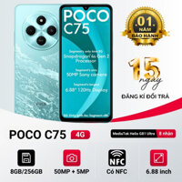 Điện Thoại XIAOMI POCO C75 8GB/256GB CHÍNH HÃNG Có NFC - Máy Mới Full Box Nguyên Seal Bảo Hành 1 Năm