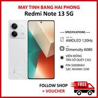 Điện thoại Xiaomi Redmi Note 13 5G rom quốc tế RAM 8/128GB chip Dimensity 6080 màn Full HD+ 120Hz camera 108MP