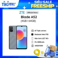 Điện thoại ZTE Blade A52 4GB l 64GB, Pin 5000mAh, Màn hình 6.52, Camera AI Triple - Hàng chính hãng - Xám Thiên Hà