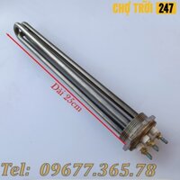 Điện trở củ ren, thanh nhiệt phi 59 sợi đốt Inox 304, chiều dài 25cm, công suất 6Kw dùng cho lò hơi và đun nước sôi