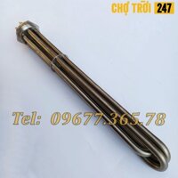 Điện trở củ ren, thanh nhiệt phi 59 sợi đốt Inox 304, chiều dài 30cm, công suất 9Kw dùng cho lò hơi và đun n
