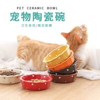 điều chỉnh độ cao cho mèo bát gốm sứ đơn và đôi kệ bát ăn bàn ăn mèo bộ đồ ăn bát đựng thức ăn cho mèo dễ thương cột sốn