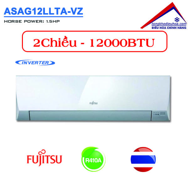 Điều hòa Fujitsu Inverter 12000 BTU 2 chiều ASAG12LLTA-VZ gas R-410A