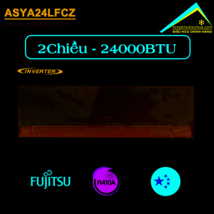 Điều hòa Fujitsu Inverter 24000 BTU 2 chiều ASYA24LFCZ gas R-410A