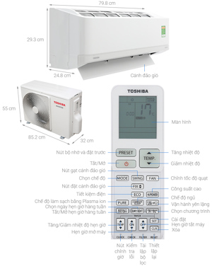 Điều hòa Toshiba 9000 BTU 1 chiều Inverter RAS-H10J2KCVRG-V gas R-32