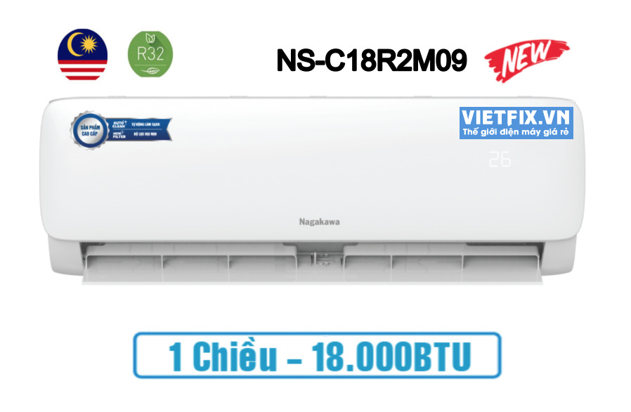 Điều hòa Nagakawa 18000 BTU 1 chiều NS-C18R2M09 gas R-32