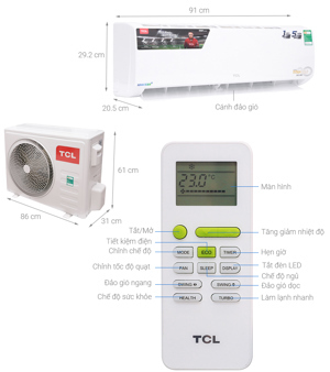 Điều hòa TCL 24000 BTU 1 chiều TAC-N24CS-XA21 gas R-410A