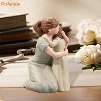 Điêu khắc gia đình FLASHPULSE, Tranh vẽ tay thanh lịch Mẹ và con gái ôm bức tượng, Đồ trang trí gia đình bằng nhựa hiện đại sáng tạo Ngày của mẹ