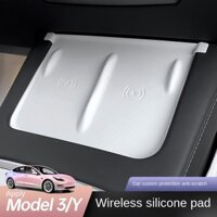 Điều Khiển Trung Tâm Sạc Không Dây Điện Thoại Di Động Miếng Lót Silicon Xe Chống Trơn Trượt Miếng Lót Cho Tesla Model3 Y