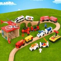Điều khiển từ xa tàu điện điều khiển từ xa đồ chơi âm thanh tàu mét điện lớn track thỏ bằng gỗ tương thích với Ikea Đồ chơi bằng gỗ