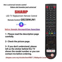 Điều khiển từ xa thay thế TV LED thông minh SHARP GB238WJN1 chất lượng cao với chức năng nhận dạng Google giọng nói