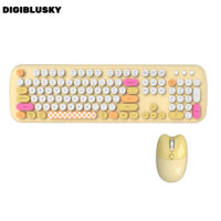 DIGIBLUSKY 104 Phím Phiên Bản Pin Bàn Phím Và Bộ Chuột 1600 DPI Bàn Phím Không Dây Chuột Punk Bàn Phím Văn Phòng Phù Hợp Với 2.4GHz Không Dây Retro Mèo Bộ Bàn Phím Và Chuột